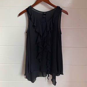 Sheer sleeveless ruffle blouse